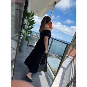 Kadın Madonna Yaka Midi Boy Modal Elbise