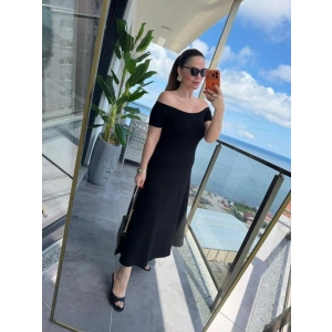 Kadın Madonna Yaka Midi Boy Modal Elbise