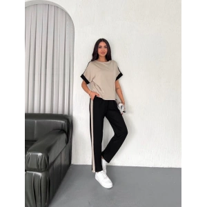 Kadın Modal Dokulu Kumaş Yanı şeritli Takım