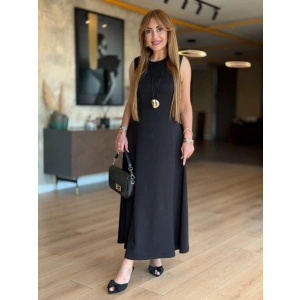 Kadın Sıfır Kollu Maksi Viskon Elbise