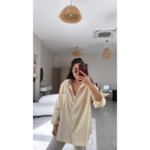 Kadın Tek Cepli Over Size Ketem Gömlek