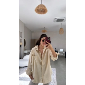 Kadın Tek Cepli Over Size Ketem Gömlek