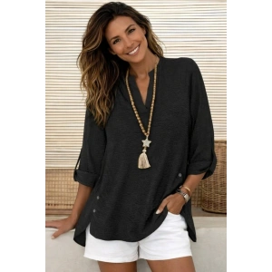 Kadın Truvakar Kol Hakim Yakalı Yandan Düğme Detaylı Aerobin Bluz