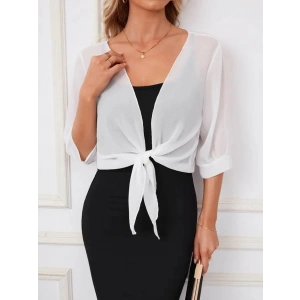Kadın Truvakar Kol önden Bağlamalı Kısa şifon Bolero Ceket