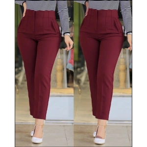 Kadın üste Oturan Paçası Bilek üzerinde Biten Atlas Kumaş Pantolon 36 (S) - 48 (4XL)