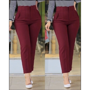 Kadın üste Oturan Paçası Bilek üzerinde Biten Atlas Kumaş Pantolon 36 (S) - 48 (4XL)