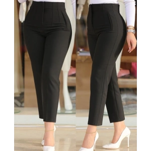 Kadın üste Oturan Paçası Bilek üzerinde Biten Krep Kumaş Kumaş Pantolon 36 (S) - 50 (5XL)