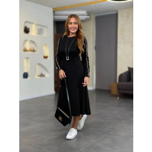 Kadın Uzun Kollu Bisiklet Yaka Midi Modal Elbise