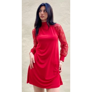 Kadın Uzun Kollu Damla Detaylı Sandy Mini Elbise
