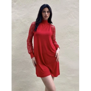 Kadın Uzun Kollu Damla Detaylı Sandy Mini Elbise