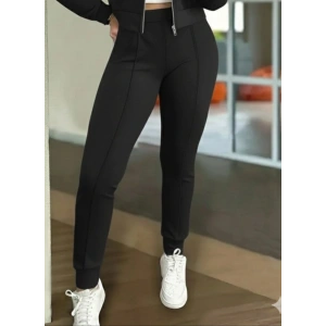 Kadın Uzun Kollu önden Fermuarlı Kısa Modal Ceket Ve Pantolon Ikili Takım