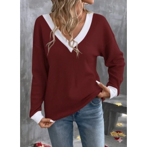 Kadın Uzun Kollu V Yakalı Waffle Bluz