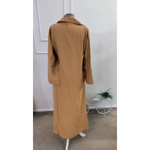 Kadın Uzun Kollu Yakalı önden Düğmeli Geniş Kesim Detaylı Uzun Elbise
