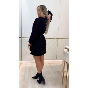 Kadın Uzun Kollu Yuvarlak Yakalı Kısa Triko Elbise