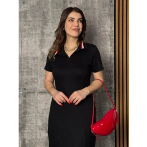 Kadın Yaka Ribanalı Çift Yırtmaçlı Elbise