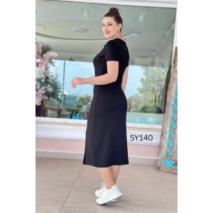 Kadın Yaka Ribanalı Çift Yırtmaçlı Elbise