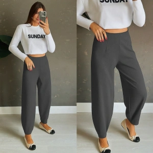 Kadın Yüksek Bel Krep Pantolon