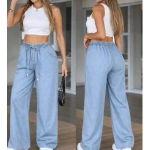 Kadın Yüksek Bel Lastikli Bağcıklı Kot Pantolon