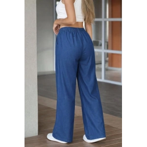 Kadın Yüksek Bel Lastikli Bağcıklı Kot Pantolon