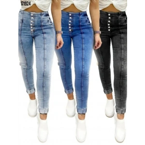 Kadın Yüksek Bel önden Düğmeli Jean Pantolon