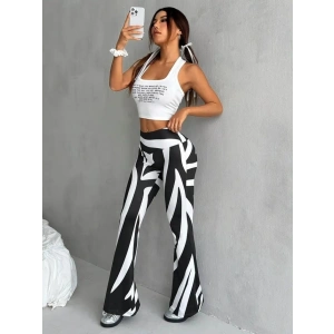 Kadın Yüksek Bel Zebra Desenli Dalgıç Tayt