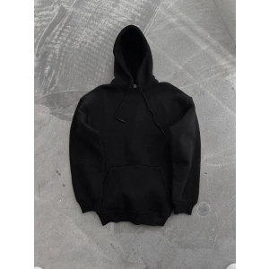 Kapşonlu Üç İplik Penye Basic SweatShirt - Siyah