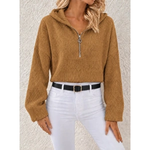 Kapüşonlu Fermuarlı Dokulu Sweatshirt