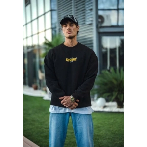 Kışlık Bisiklet Yaka Baskılı SweatShirt - Siyah
