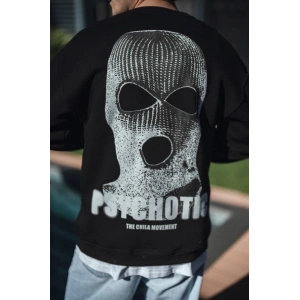 Kışlık Bisiklet Yaka Baskılı SweatShirt - Siyah