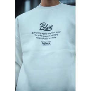 Kışlık Bisiklet Yaka Ön Ve Arka Baskılı SweatShirt - Beyaz
