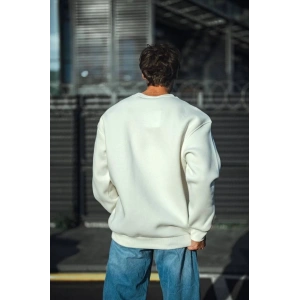 Kışlık Bisiklet Yaka Üç İplik Basic SweatShirt - Beyaz