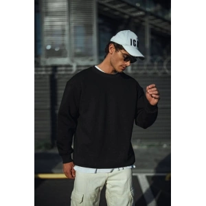 Kışlık Bisiklet Yaka Üç İplik Basic SweatShirt - Siyah