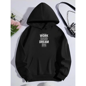 Kışlık Üç İplik Kapşonlu SweatShirt - Siyah