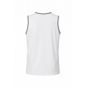 Ön Unisex Pamuklu Bisiklet Yaka Kolsuz Atlet Kontrast Biyeli Regular Fit - Beyaz