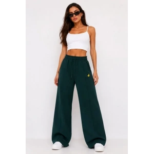 Osy Modal Yumuşak Dokulu Cima Dikişli Nakışlı Cepli Oversize Bol Paça Eşofman Altı - Yeşil