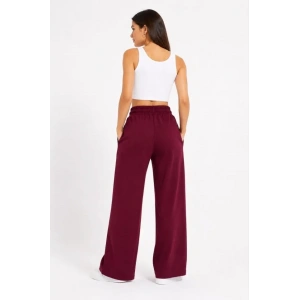 Osy Modal Yumuşak Dokulu Nakışlı Cepli Oversize Bol Paça Eşofman Altı - Bordo