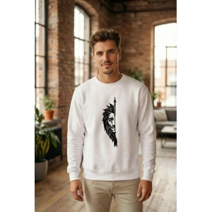 Oversize Bisiklet Yaka Sevgililer Günü Baskılı Sweatshirt - Beyaz
