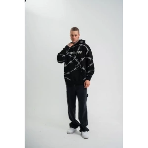 POLIZEI Premium Kalite Kapşonlu Varak Ve Pano Baskılı SweatShirt - Siyah