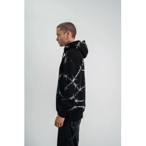 POLIZEI Premium Kalite Kapşonlu Varak Ve Pano Baskılı SweatShirt - Siyah