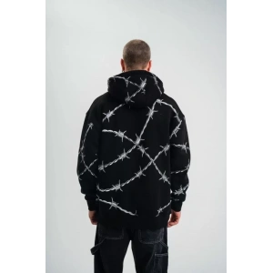 POLIZEI Premium Kalite Kapşonlu Varak Ve Pano Baskılı SweatShirt - Siyah