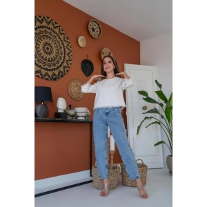 Püskül Detaylı Kısa Bluz - Siyah