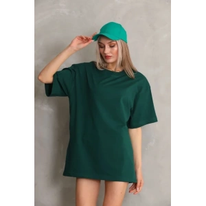Regular Fit Tişört Bisiklet Yaka Yazlık Kısa Kol Basıc T-Shirt - Yeşil