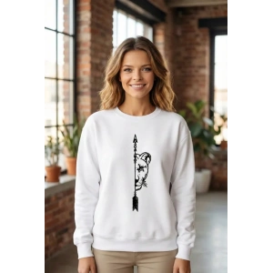 Sevgililer Günü Baskılı Oversize Bisiklet Yaka Sweatshirt - Beyaz