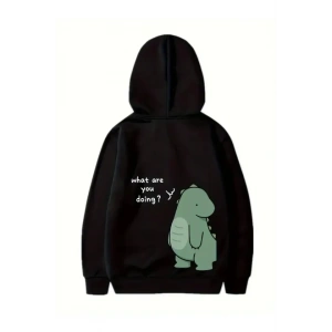 Sevgililer Günü Baskılı Oversize Kapüşonlu Sweatshirt Hoodie - Siyah