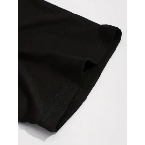 Sporda Günlük Hayata Giyilebilir GYM Baskılı Oversize Bisiklet Yaka Erkek T-shirt - Siyah