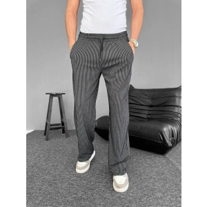 Su Yolu Çizgili Cepli Pantalon - Siyah