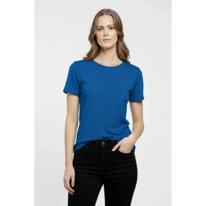T-Shirt Bisiklet Yaka Slim Fit Likralı Tişört Günlük Basic Body - İndigo