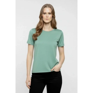 T-Shirt Bisiklet Yaka Slim Fit Likralı Tişört Günlük Basic Body - Mint Yeşili