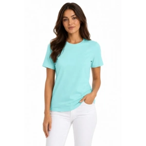 T-Shirt Bisiklet Yaka Slim Fit Likralı Tişört Günlük Basic Body - Turkuaz