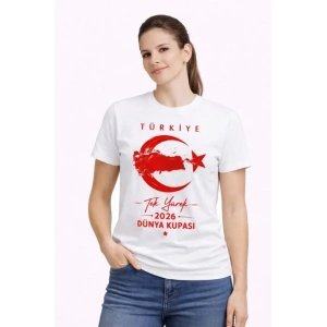 TÜRKİYE Ay Yıldız 2026 Dünya Kupasi Taraftar Forma T-Shirt - Beyaz